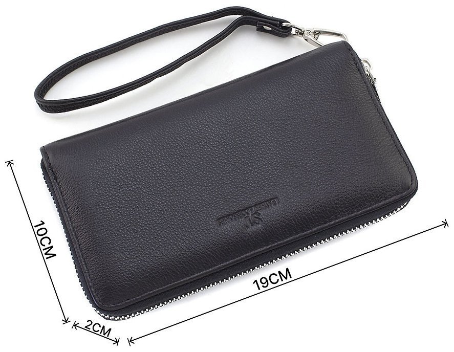 Шкіряний жіночий гаманець чорного кольору на одну блискавку ST Leather 73825 фото №3 Шкіряний жіночий гаманець чорного кольору на одну блискавку ST Leather 73825 modnotak фото №3