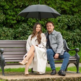 Мужской зонт-трость Fulton Huntsman-1 G813 Black (классический, механика, черный) 93825