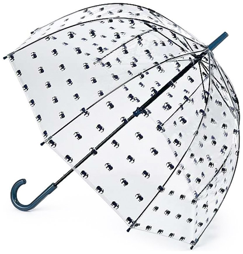 Зонт-трость женский Fulton L042 Birdcage-2 Elephant Parade (прозрачный с принтом слонов) 93925 modnotak фото №1