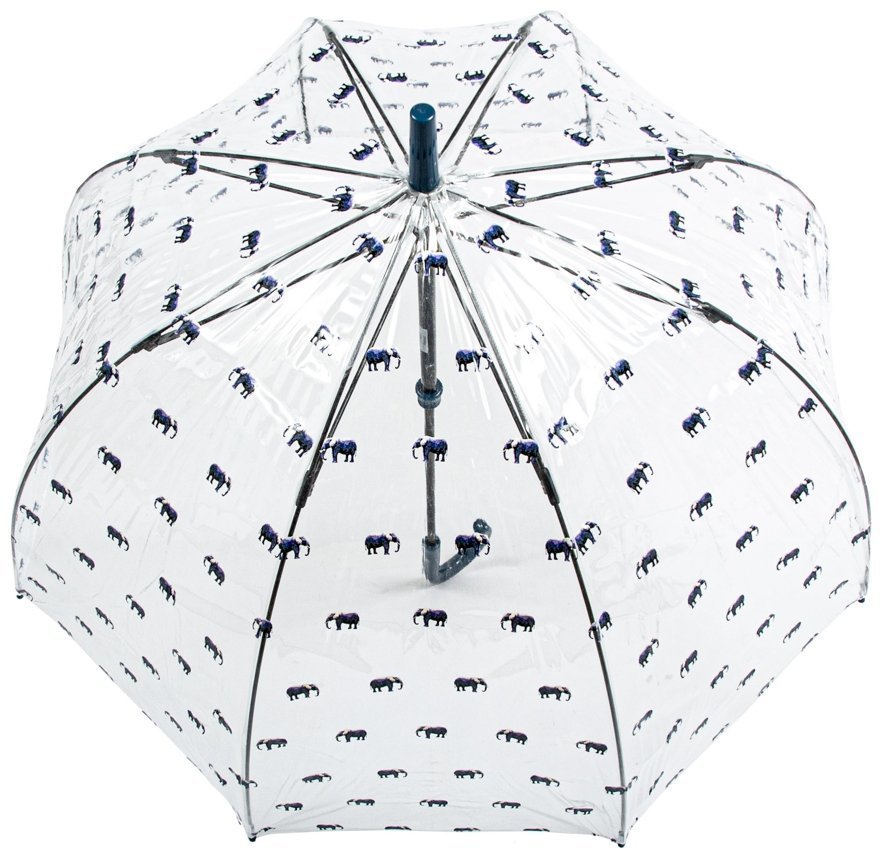 Зонт-трость женский Fulton L042 Birdcage-2 Elephant Parade (прозрачный с принтом слонов) 93925 modnotak фото №5