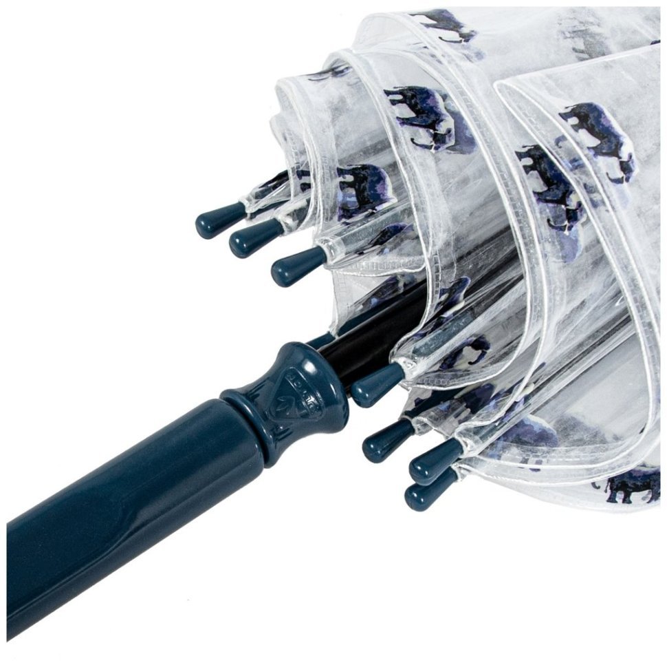 Зонт-трость женский Fulton L042 Birdcage-2 Elephant Parade (прозрачный с принтом слонов) 93925 modnotak фото №10