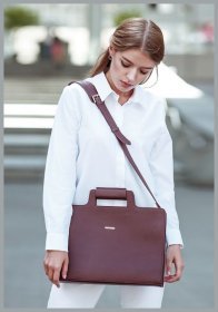 Бордовая сумка для ноутбука и документов из натуральной кожи BlankNote (12790)
