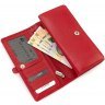 Червоний жіночий гаманець великого розміру з фактурної шкіри на два відділи KARYA (15977) - 5