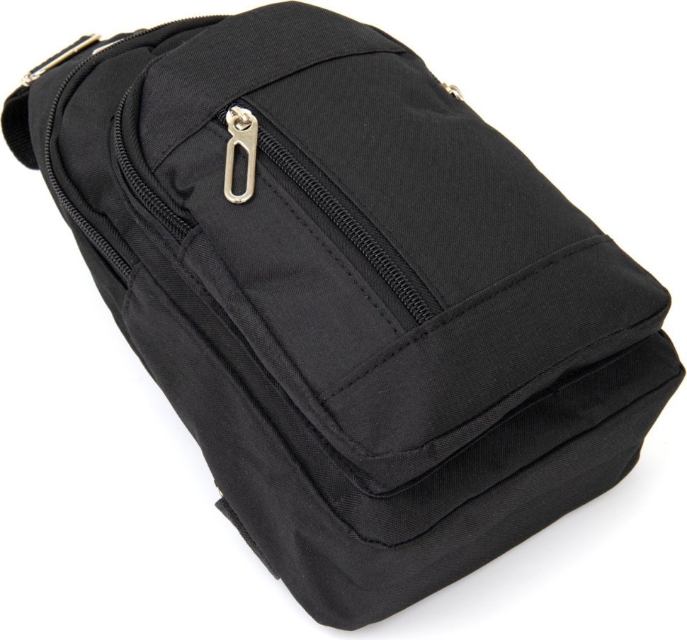 Чоловіча сумка через плече з якісного текстилю чорного кольору Vintage (20508)