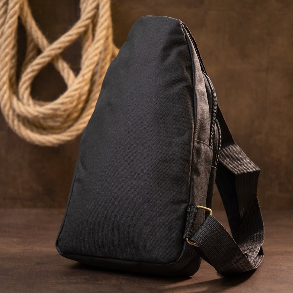 Чоловіча сумка через плече з якісного текстилю чорного кольору Vintage (20508)
