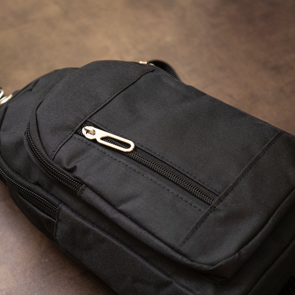 Мужская сумка через плечо из качественного текстиля черного цвета Vintage (20508)
