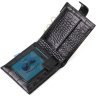 Чорний чоловічий горизонтальний гаманець із натуральної шкіри з тисненням під крокодила BOND (2422008) - 4