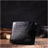 Чорний чоловічий горизонтальний гаманець із натуральної шкіри з тисненням під крокодила BOND (2422008) - 8