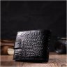 Чорний чоловічий горизонтальний гаманець із натуральної шкіри з тисненням під крокодила BOND (2422008) - 9