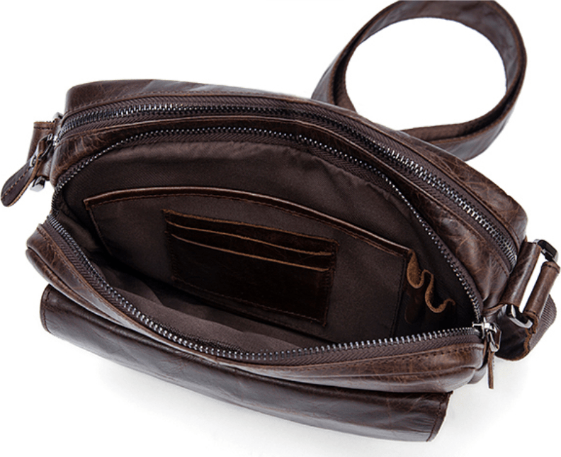 Наплечная кожаная сумка небольшого размера на два отделения Vintage (20026)