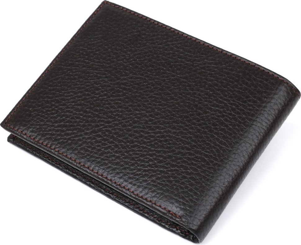 Темно-коричневе чоловіче портмоне із фактурної шкіри без застібки KARYA (2417082)