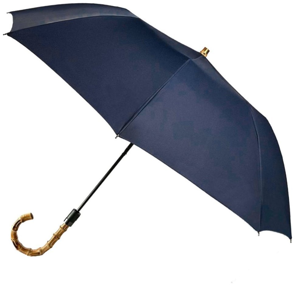Мужской складной зонт полуавтомат синего цвета с ручкой из бамбука Fulton G938-041406 Portobello-1 Navy 94325 modnotak фото №1