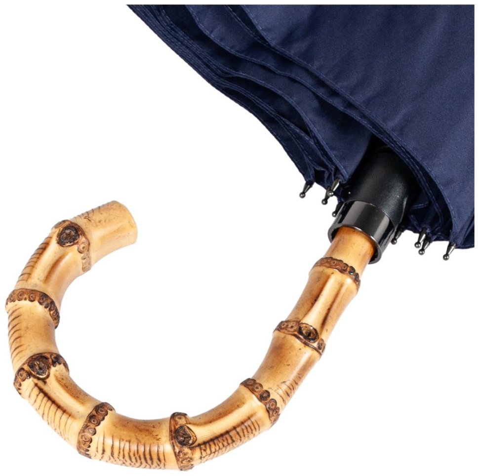 Мужской складной зонт полуавтомат синего цвета с ручкой из бамбука Fulton G938-041406 Portobello-1 Navy 94325 modnotak фото №6