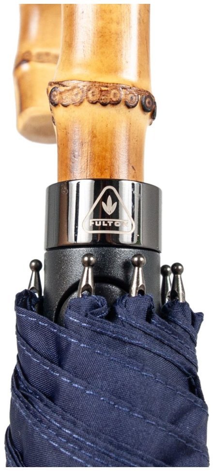 Мужской складной зонт полуавтомат синего цвета с ручкой из бамбука Fulton G938-041406 Portobello-1 Navy 94325 modnotak фото №9