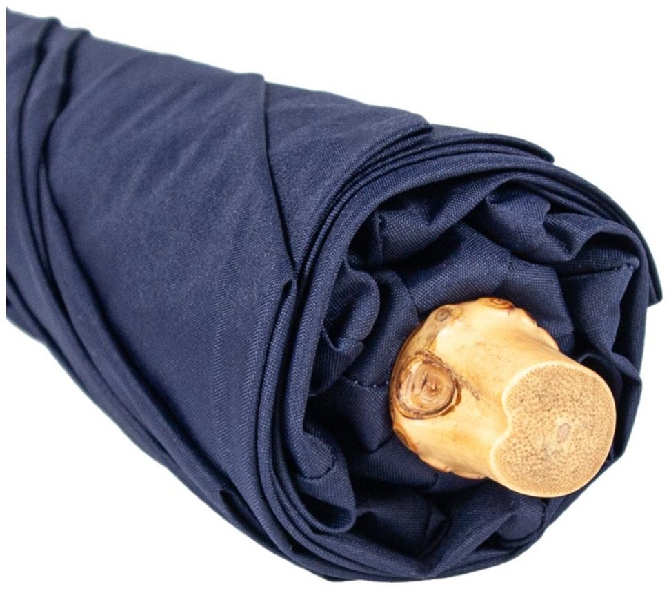 Мужской складной зонт полуавтомат синего цвета с ручкой из бамбука Fulton G938-041406 Portobello-1 Navy 94325 modnotak фото №11