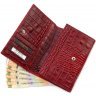 Червоний класичний гаманець з натуральної шкіри з тисненням під крокодила Tony Bellucci (10752) - 7