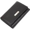 Жіночий класичний чорний гаманець потрійного складання з натуральної шкіри KARYA (2417238) - 1