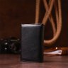 Жіночий класичний чорний гаманець потрійного складання з натуральної шкіри KARYA (2417238) - 8