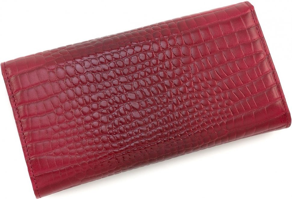 Красный кошелек из качественной кожи под рептилию KARYA (1060-507)
