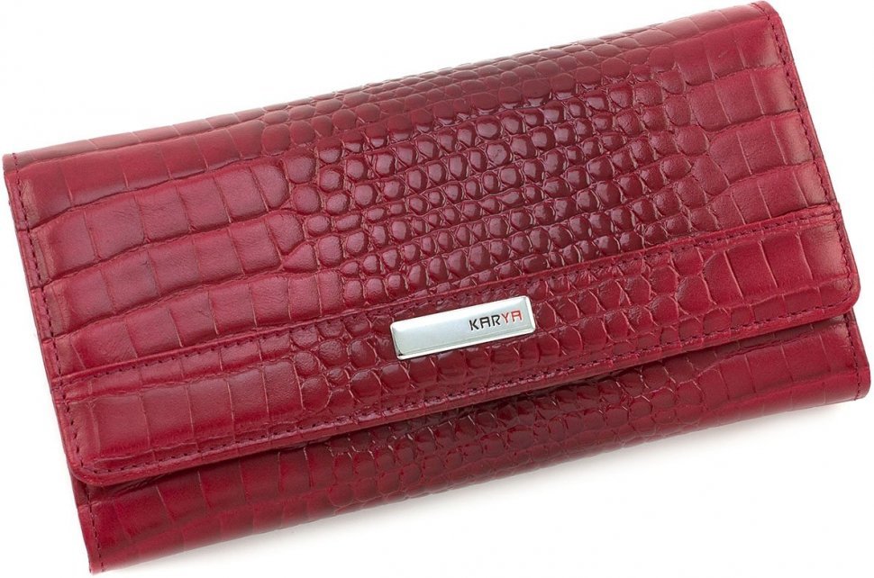 Червоний гаманець з якісної шкіри під рептилію KARYA (1060-507)