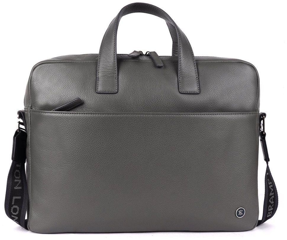 Кожаная мужская сумка для ноутбука до 15" Brampton London Commandeer 94525 серого цвета modnotak фото №2