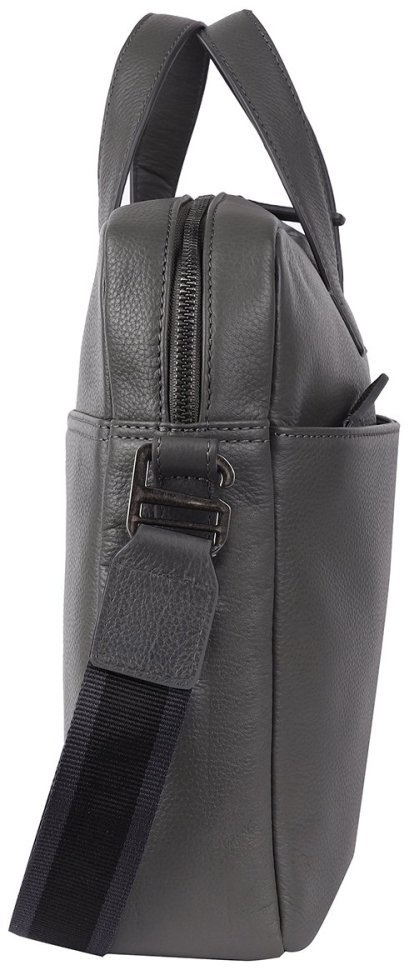 Кожаная мужская сумка для ноутбука до 15" Brampton London Commandeer 94525 серого цвета modnotak фото №5