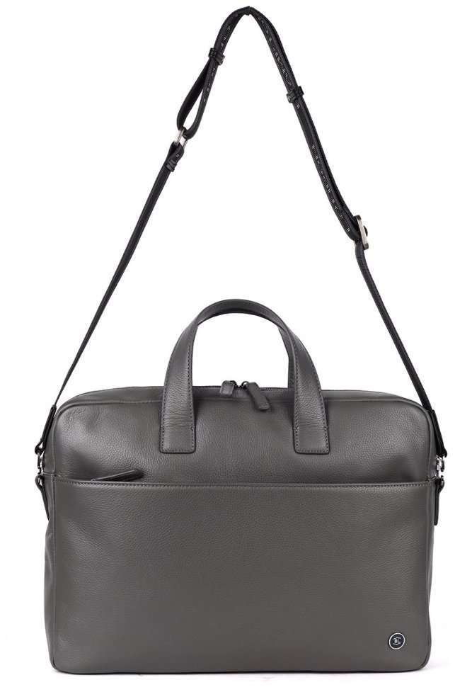 Кожаная мужская сумка для ноутбука до 15" Brampton London Commandeer 94525 серого цвета modnotak фото №9