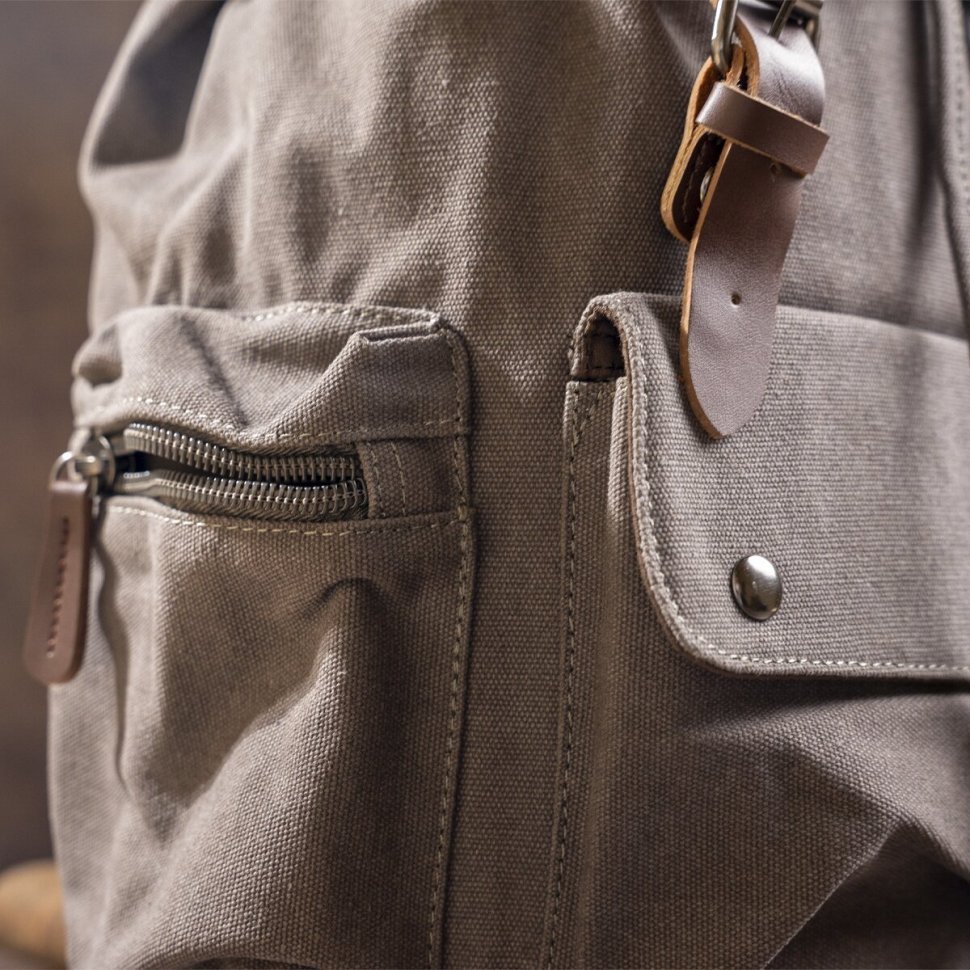 Багатофункціональний текстильний рюкзак сірого кольору Vintage (20133)