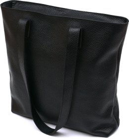 Шкіряна жіноча сумка-шоппер формату А4 у чорному кольорі Shvigel (16354)