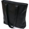 Кожаная женская сумка-шоппер формата А4 в черном цвете Shvigel (16354) - 1