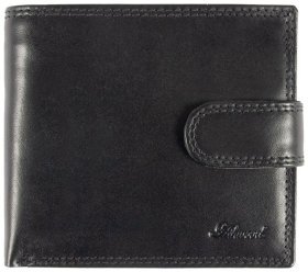 Мужское портмоне из гладкой кожи на кнопке с RFID-защитой Ashwood 1222 VT черного цвета 95425