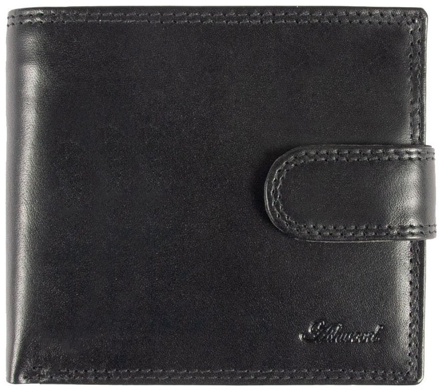 Мужское портмоне из гладкой кожи на кнопке с RFID-защитой Ashwood 1222 VT черного цвета 95425 modnotak фото №1