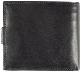 Мужское портмоне из гладкой кожи на кнопке с RFID-защитой Ashwood 1222 VT черного цвета 95425