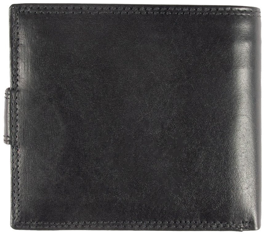 Мужское портмоне из гладкой кожи на кнопке с RFID-защитой Ashwood 1222 VT черного цвета 95425 modnotak фото №2