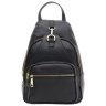 Женский кожаный рюкзак черного цвета с золотистой фурнитурой Borsa Leather (21297) - 6