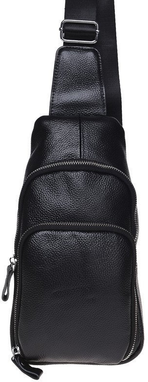 Чоловіча сумка-рюкзак з зносостійкого шкіри чорного кольору Borsa Leather (19306)