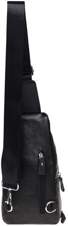 Мужская сумка-рюкзак из износостойкой кожи черного цвета Borsa Leather (19306)