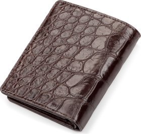 Вертикальное портмоне из натуральной кожи крокодила коричневого цвета CROCODILE LEATHER (024-18051)
