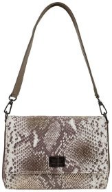 Каркасная женская сумка через плечо из натуральной кожи с фактурой под змею Desisan 107125 серая