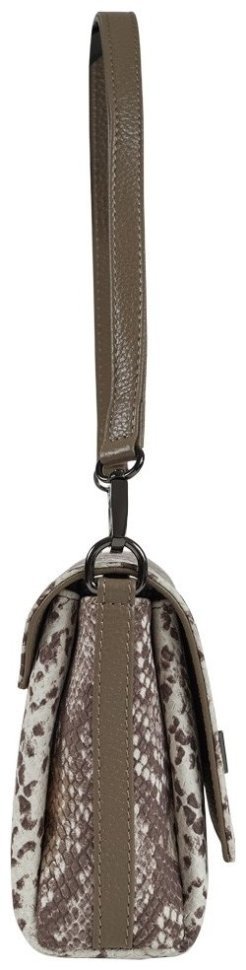 Каркасная женская сумка через плечо из натуральной кожи с фактурой под змею Desisan 107125 серая modnotak фото №3