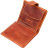 Рыжее мужское портмоне из добротной винтажной кожи с хлястиком на кнопке KARYA (2421327) - 4