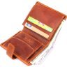 Рыжее мужское портмоне из добротной винтажной кожи с хлястиком на кнопке KARYA (2421327) - 5