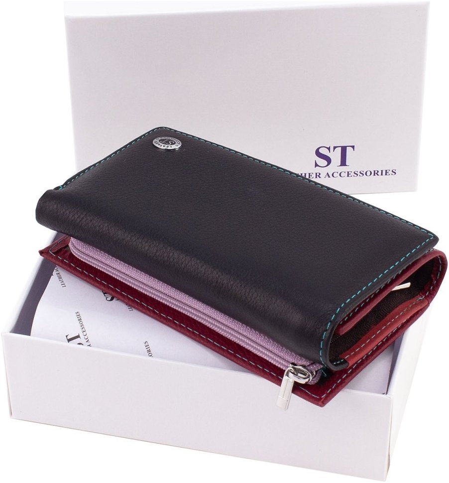 Жіночий різнокольоровий гаманець середнього розміру на магнітах ST Leather 1767325