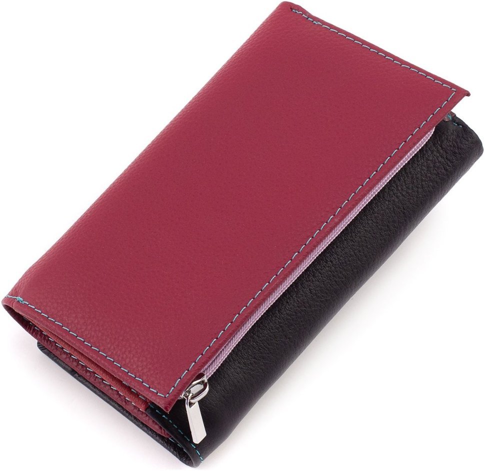 Женский разноцветный кожаный кошелек среднего размера на магнитах ST Leather 1767325
