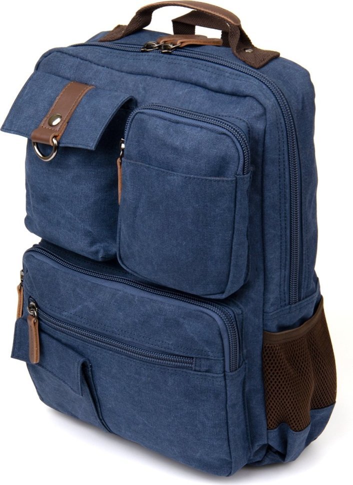 Темно-синий текстильный дорожный рюкзак на молниевой застежке Vintage (20621)