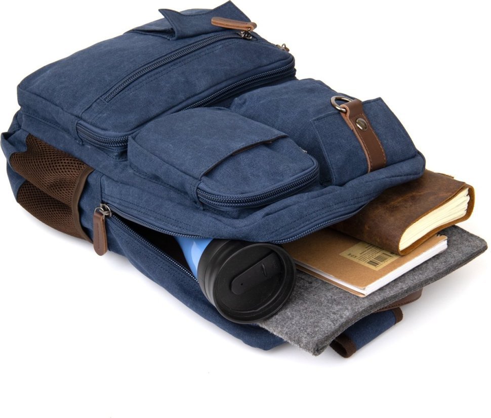 Темно-синій текстильний дорожній рюкзак на блискавичної застібці Vintage (20621)
