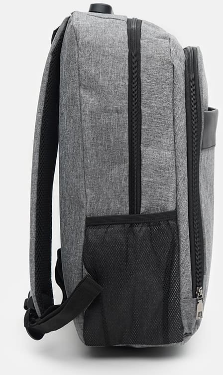 Серый качественный текстильный мужской рюкзак с отделением под ноутбук Monsen (22139)
