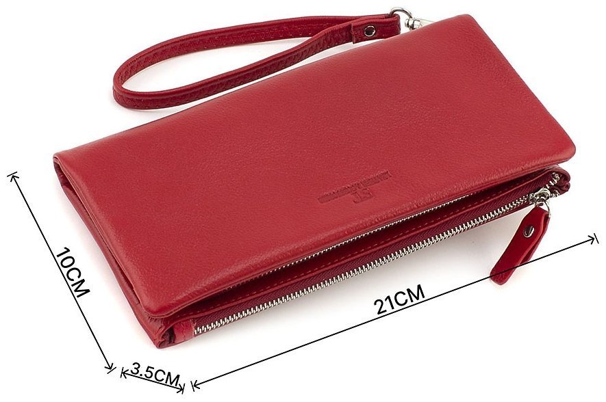Жіночий шкіряний гаманець-клатч у червоному кольорі на два відділення ST Leather 1767425 modnotak фото №3