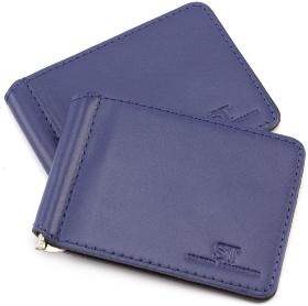Кожаный зажим синего цвета для купюр ST Leather (16388)
