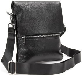 Черная мужская сумка на плечо из фактурной кожи Tiding Bag 77525